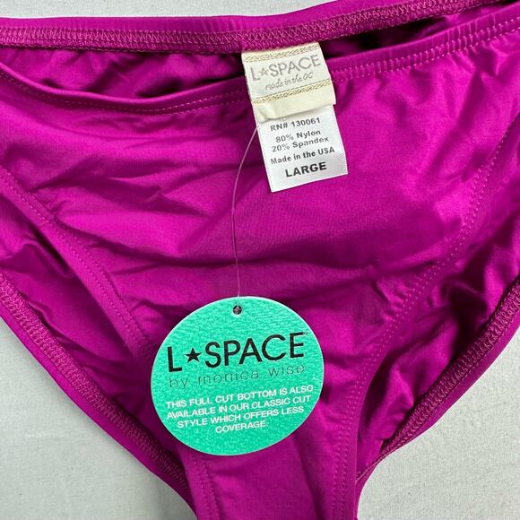 L Space Full Bottom Foxy Tab Bikini Bottom Women’s Large Bergundy - Picture 3 of 6